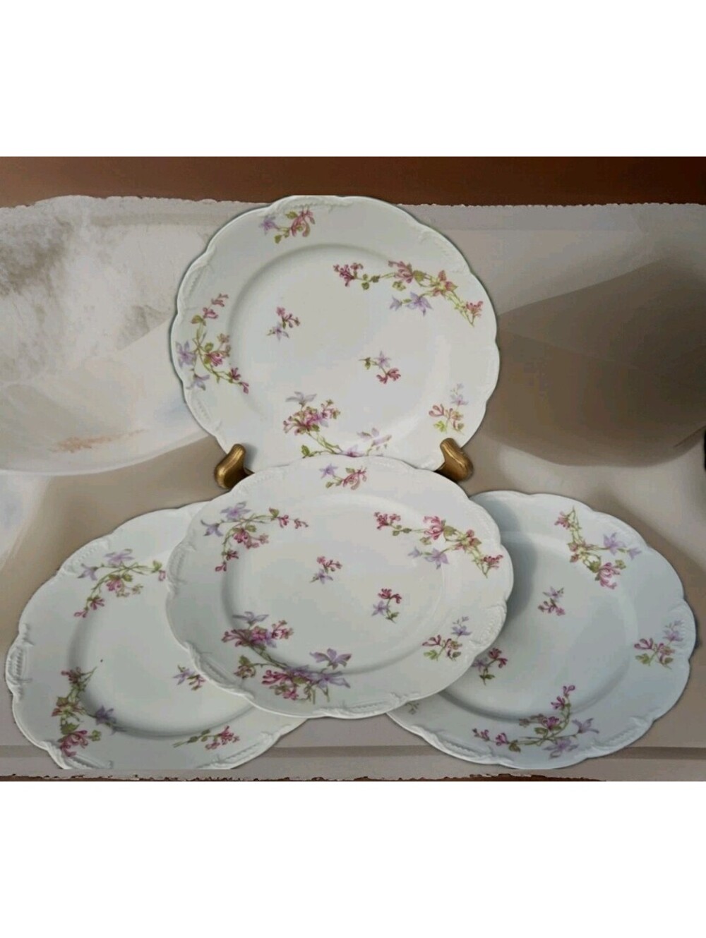 Haviland & Co Limoges France Lunch Salad Plate Antique Pink & Purple Flower 8.5"